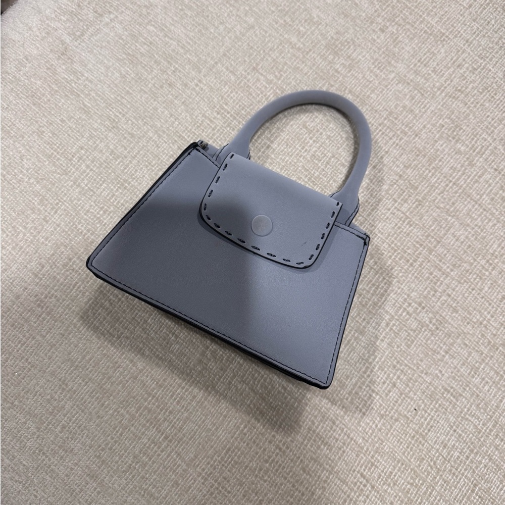 Gray Mini Bag with Structured Shape and Flap Closure